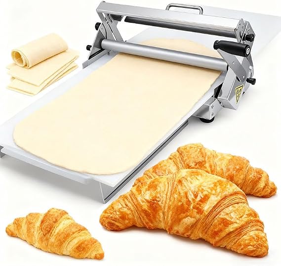 Folding Dough Sheeter Machine - 12"/15.5" Manual Dough Roller with Adjustable Thickness, 2 Sheeter Boards for Pizza, Croissants, Pastry & Fondant Table Top Design Type300