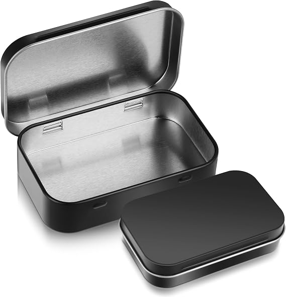 Ouligay Black Metal Rectangular Empty Hinged Tins Metal Tin Box Small Tins with Lids for Storage Candies Jewelry Crafts