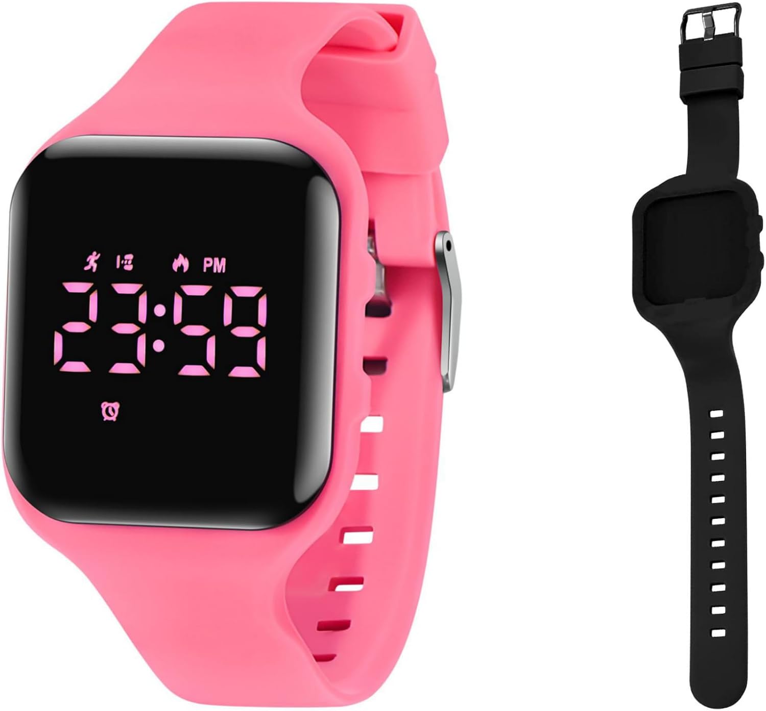 A ALPS Watermelonred Square Watch Plus Black Square Strap
