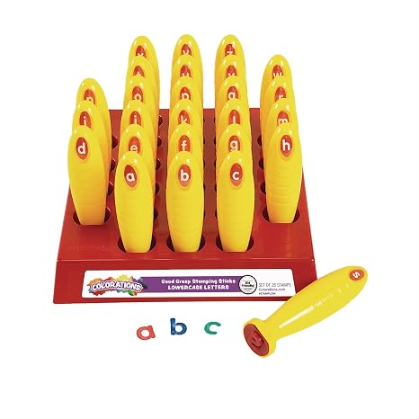 Colorations Lowercase Letter Stampers, Easy to Hold & Grasp Stampers, Set of 26, Letter Stampers for Kids, Learn the Alphabet, Letter Recognition, Decorating & Card Making, ABC Stampers for Children