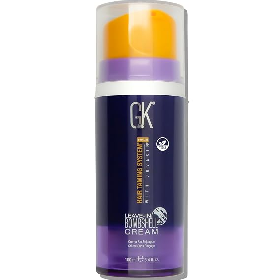 GK HAIR Leave In Bombshell Purple Cream Purple Leave In Conditioner, Hair Toner for Brassy Hair, Hydrating, Frizz Control for Blonde & Damaged Hair 3.4 Oz