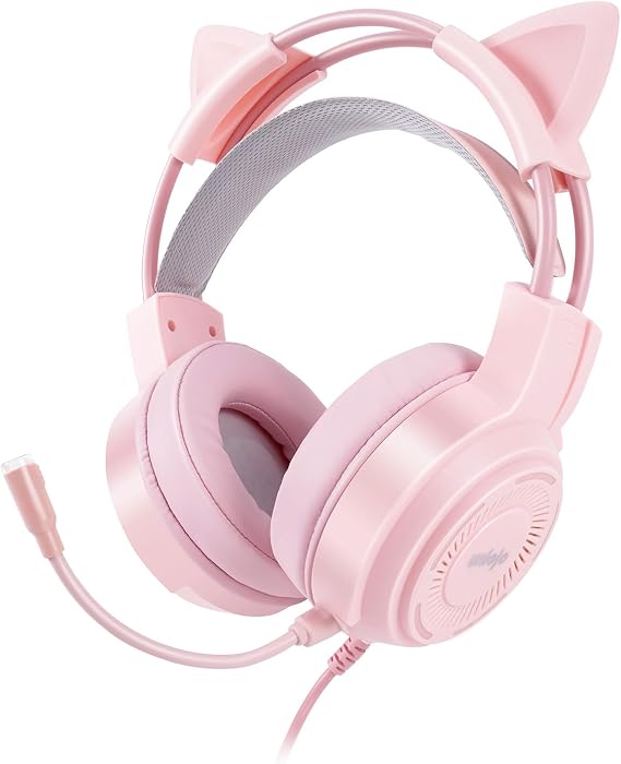 Upgraded Pink Gaming Headset for PS4, PS5, Xbox One, PC, Switch, Laptop