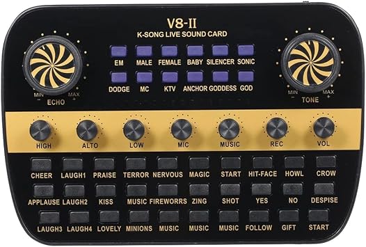 V8 Live Sound Card Intelligent Volume Adjustable Audio Mixer Sound Card for Computer PC Live Sound