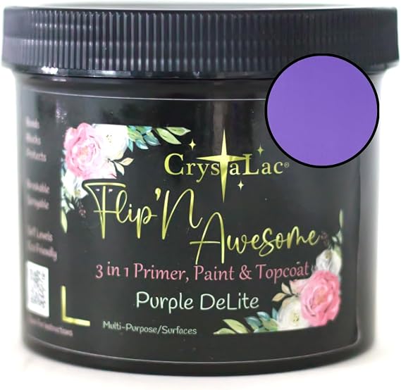 CrystaLac, FlipN'Awesome 3in1 Paint, Primer, Top Coat (Purple DeLite, 16oz Pint)
