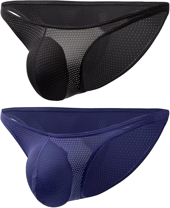 Faringoto Men's Low Waist Sexy Bikini Briefs Mesh Thong Sexy Breathable Low-rise Underwear