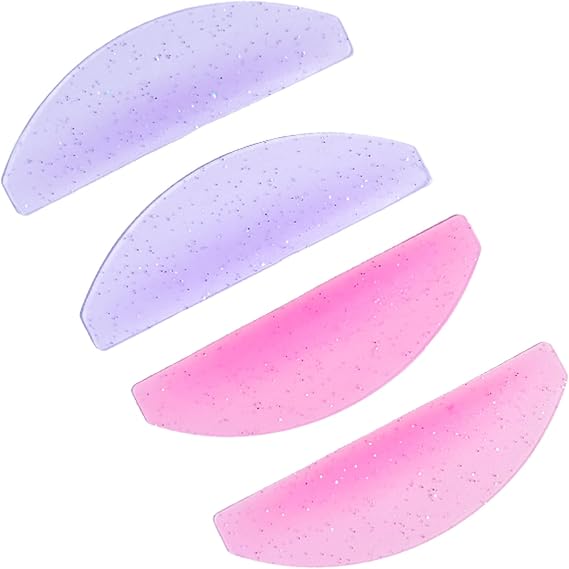 Korean Flat Lash Lift Shields 4 Pcs Ultra-Thin Lash Lift Pads | for Step 1 Perm Lotion, Reusable Eyelash Lift Rods for Salon Use, Purple & Pink