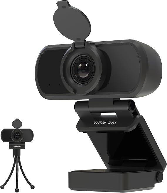 N51A Webcam Full HD 2.5K 30FPS PC Webcam 110°View Fixed Focus Two Mics Auto Light Correction Privacy Cover USB Plug Play Web Cam Camera for Live Streaming Video Calling Conferences Switch 2