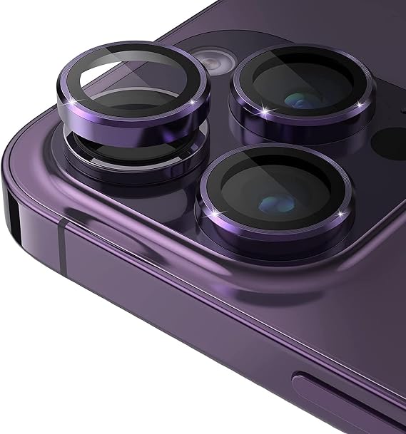 Ehr. iPhone 12 Pro Max Camera Lens Protector Single Lens Tempered Glass with Aluminum Frame, Ultra Thin Scratch Resistant Metal Lens Protection, iPhone 12 Pro Max Case Compatible Camera Protector-Purple