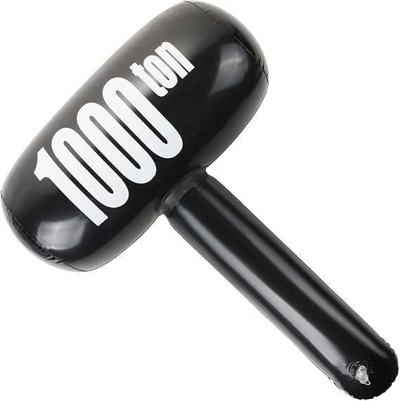 Inflatable Hammer - Carnival Circus Birthday/Halloween Party Decorations Supplies Fake Weights Cosplay Props - Blow Up Costume Photo Booth Props Accessory 15 Inches