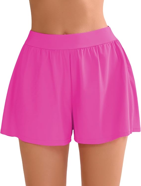 Halcurt Women's High Waisted Swim Board Shorts with Liner Loose Fit