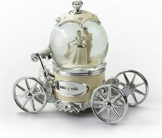 MusicBoxAttic Romantic Pearl White, Ivory and Silver Fairy Tale Snow Globe Carriage - Many Songs to Choose - Everything is Beautiful