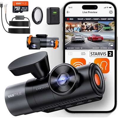 Bundle: Vantrue N5 4 Channel WiFi Dash Cam  Hardwire Kit  CPL Filter  Remote Control  256GB microSD Card】 2.7K1080P1080P1080P Front Rear Inside Camera with Side View, STARVIS 2, Voice Control