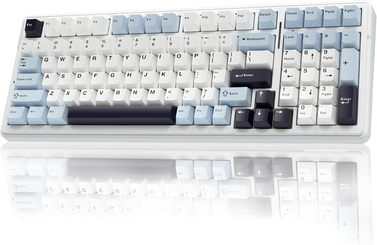 AULA F99 Mechanical Gaming Keyboard,BT5.0/2.4GHz/USB-C Hot Swappable Custom Keyboards with Five-Layer Padding,Pre-lubed Switches,8000mAh Battery,RGB Wireless Keyboard for PC/Tablet (Blue&White)