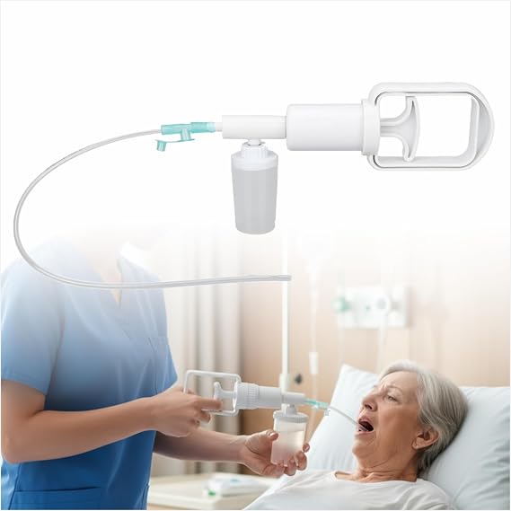 Handheld Suction Pump Manual Suction Device with Disposable Tube for Home Care, First Aid Kits, Training