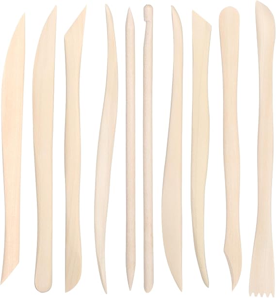 50PCS Wooden Clay Sculpting Tools, 6.2'' Smooth Double Ended Clay Modeling Tools, Polymer Clays Tool Sculpting, Wood Pottery Tool Kit for Ceramics Soap Playdough Carving Supplies