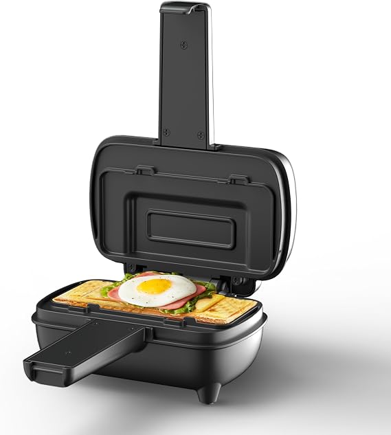 KEINVE Electric Double-Sided Non-Stick Sandwich Maker, Mini Square Grill Pan for Toasted Sandwiches, Grilled Cheese, Pancakes, Omelets - Essential Kitchen Gadget for Home Cooking