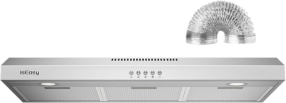 Range Hood 36 Inch Kitchen Hood Under Cabinet Range Hood, Ductless/Ducted Convertible, Stainless Steel Range Hoods, Slim Stove Vent Hood 36 Inch