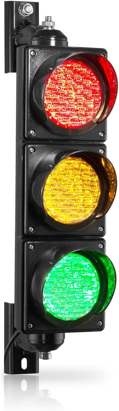 BBMI AC85-265V(4 inch) Traffic Light, Red Yellow Green Traffic Signal Light, PC Housing Stop and Go Light, Outdoor Waterproof IP65 Industrial LED Traffic Lamp