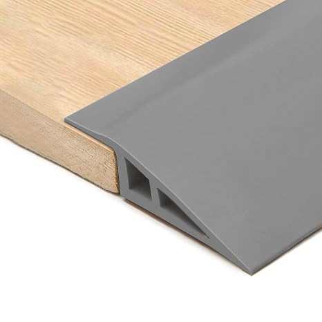Self-Adhesive Door Threshold Strip 70mm (W)*1m (L) Laminate Door Threshold, Carpet Edge PVC Floor Transition Threshold Trim and Edgings Threshold Strip for Tile, Wood, Doorways Grey