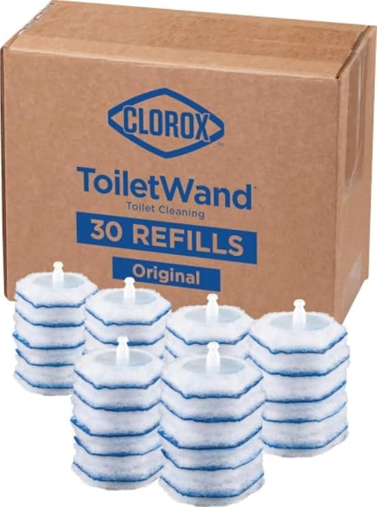 Clorox ToiletWand Disposable Toilet Cleaner Refills, 30 Count, Kills 99.9% of Germs and Viruses, Touch-Free Toilet Cleaning, Original Scent