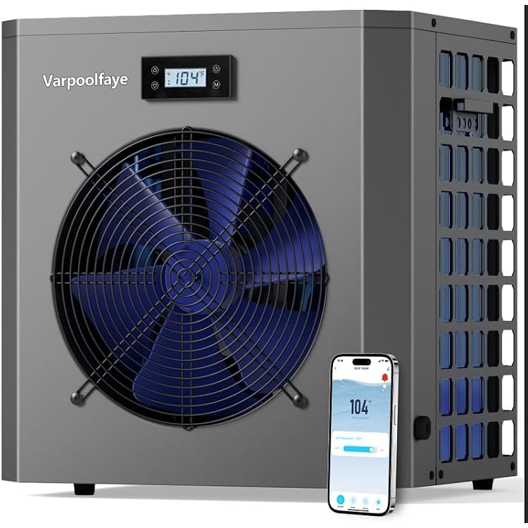 11000 BTU Swimming Pool Heat Pump 3000 Gallon Electric Pool Heater for Above Ground Pool 5KW Heating or Cooling WiFi Control Timer Pool Heater 120V 60Hz