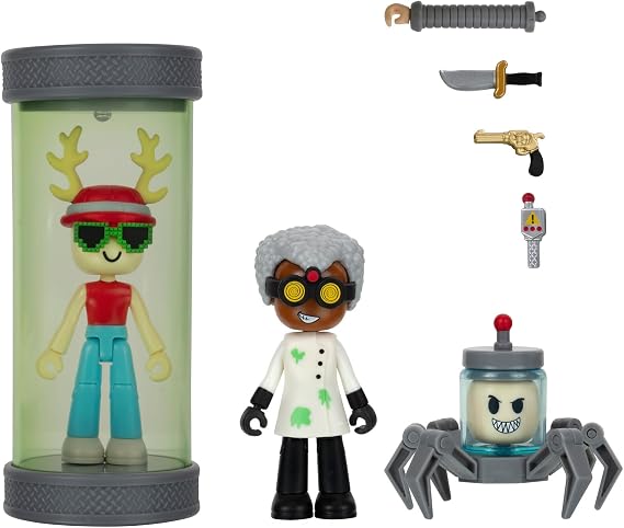 DevSeries Murder Mystery 2: Research Facility Game Pack - Two 2.75-Inch Action Figures with Light-Up Lab Capsule, Accessories, and Exclusive Virtual Item Code