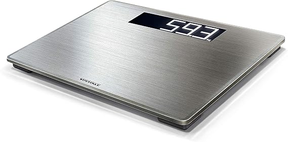 Digital Personal Scale Style Sense Safe 300 Stainless Steel Bathroom Scale with XXL Surface, Anti-Fingerprint Layer, Large Backlit LCD, Auto On/Off, 180kg Capacity
