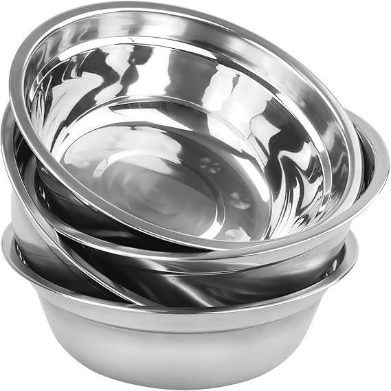 Stainless Steel Mixing Bowls for Kitchen, 4 Pack 8.6" Mixing Bowls | Stackable Bowl for Baking Serving Cooking Food Prep Storage