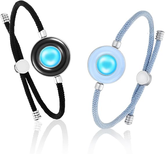 TOTWOO Long Distance Touch Bracelets for Couples, Vibration & Light up for Love Couples Bracelets | Long Distance Relationship Gifts for Girlfriend Bluetooth Pairing Jewelry