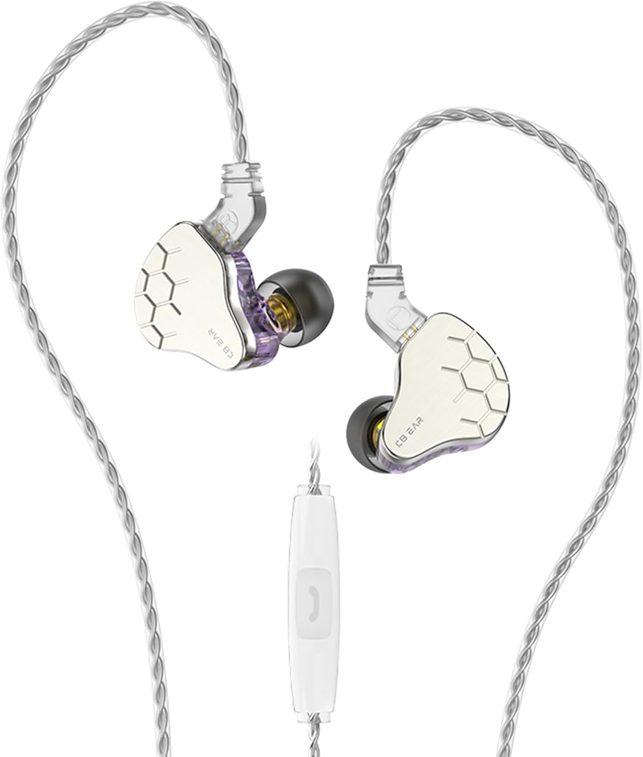 YINYOO KBEAR Lark Auriculares 1ba 1dd, Metal in Ear Monitors Earphones for Musician Singer Stage Band HiFi Kbear Wired Earbuds with Clear Sound, Removable 2 Pin CableMauve, with mic