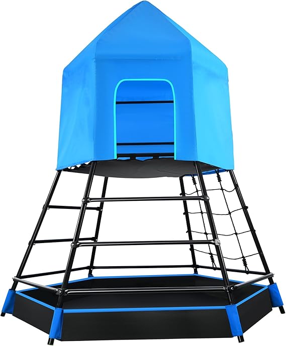 Hapfan 7.8 FT Jungle Gym with Platform & Tent, Climbing Tower for Kids