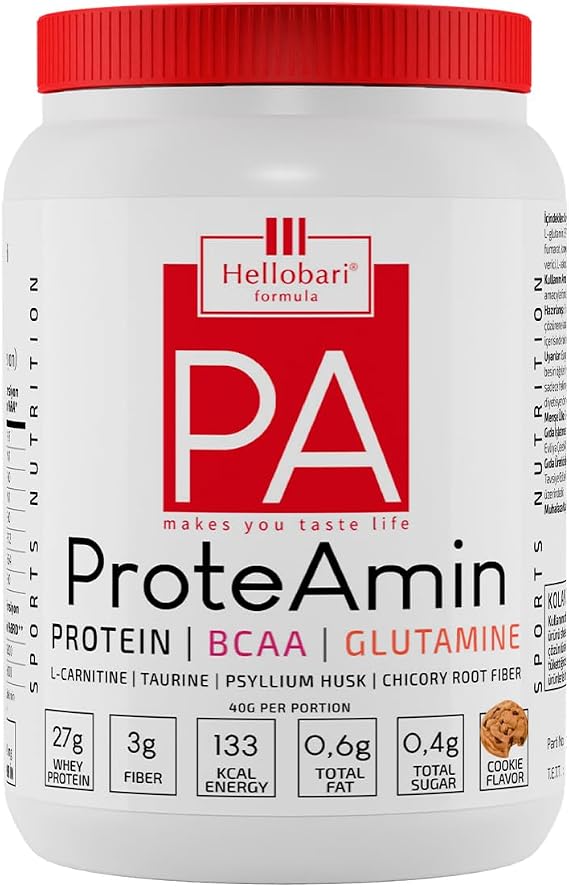 Hellobari Formula ProteAmin | Whey Protein - BCAA - Glutamin | Kurabiye Aromalı | 28 Porsiyon