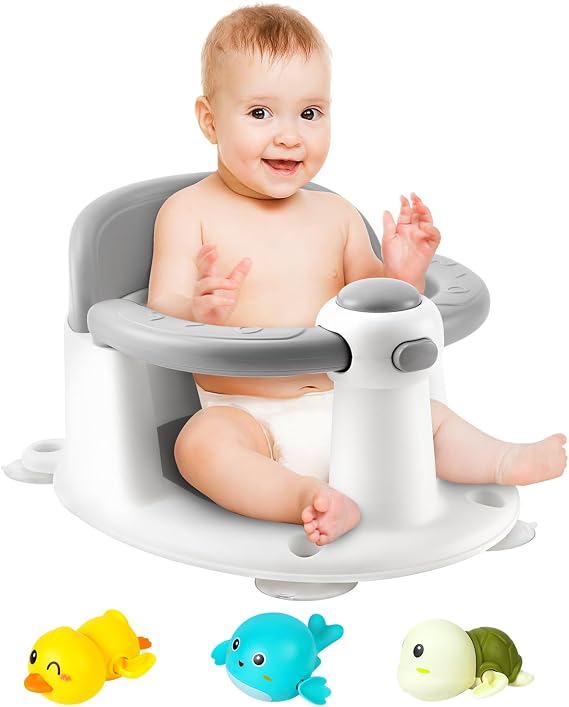 Baby Bath Seat, Infant/Toddler Sit Up Bathtub Seat for 6-12-24 Months, Baby Bath Essentials Chair, Great Shower Gifts for Newborn and New Mothers