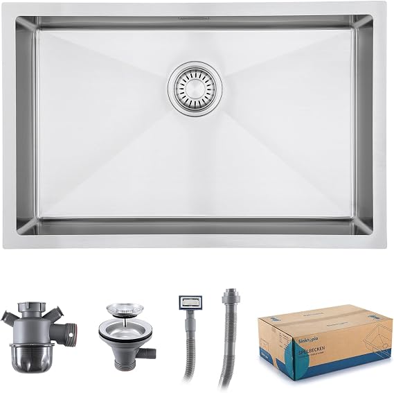 Undermount Stainless Steel Kitchen Sink with Waste Kit Silver 70×45 cm