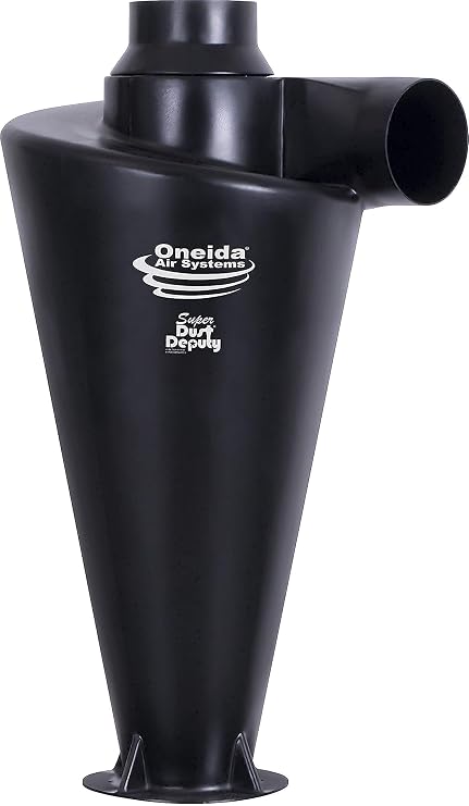 Oneida Air Systems Super Dust Deputy XL 6 Inch Lightweight DIY Cyclone Attachment for 3 to 5HP Single Stage Dust Collector, Accessory Only, Black
