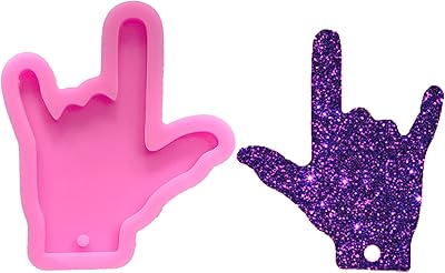 Shiny Glossy I Love You in Sign Language Hand Shape Silicone Molds for DIY Craft Keychain Polymer Clay Mold Epoxy Pendant Resin Crafting Making Cake Decoration Fondant Mould