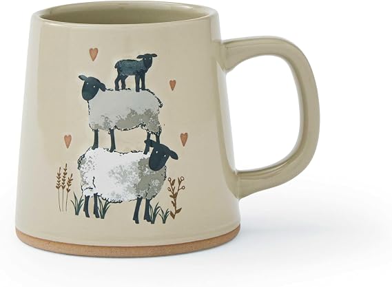 Cooksmart Highland Sheep Conical Ceramic Coffee Mug for Hot Drinks | British Designed, Ceramic Material, Large Mug, Comfortable Handle, Tea And Coffee Cup, Home Office Use, Everyday Dining