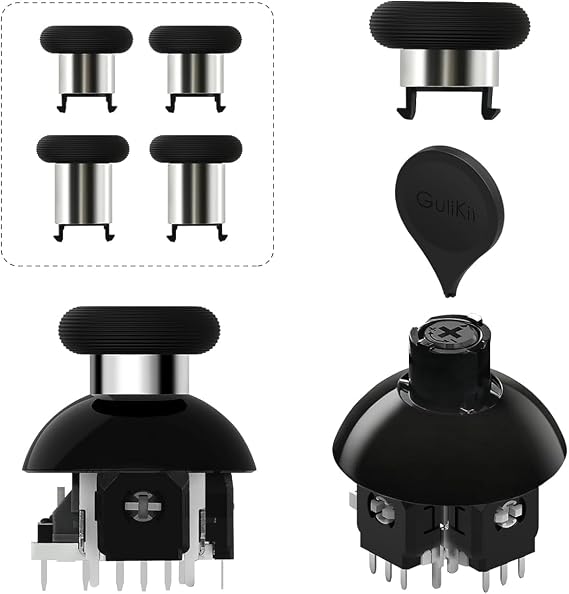 GuliKit TMR Electromagnetic Stick, Compatible with PS5 DualSense/DualSense Edge Controller, Sensitivity Adjustment, Height Adjustment, Drift Protection, Ultra Smooth, Replacement Repair Parts, Stick