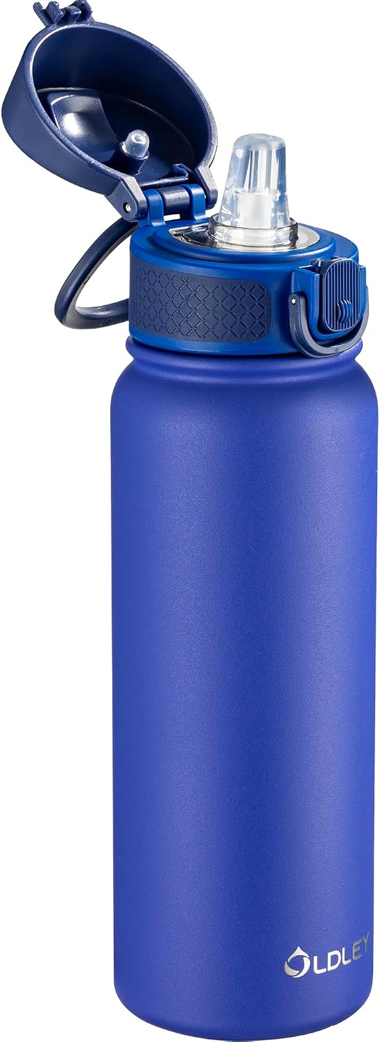 OLDLEY 20 Oz Insulated Stainless Steel Water Bottle For Kids, With Straws Leak-proof, Kids Water Bottles For School Boys Girls,Klein Blue