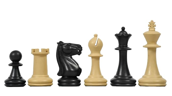 CHESSBAZAAR Study Library Tournament Plastic Chess Pieces & Roll Up Chess Board Combo |32 Pieces with 15 Inches Rollup Chessboard | Weight-340 grams | Black & Off-white |Plastic chess Set | Board Game
