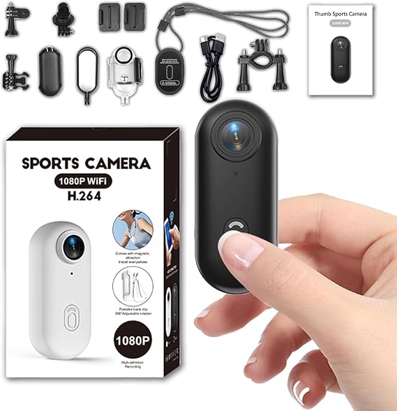 TKMARS 1080P Mini Body Camera 30 Meters Waterproof Thumb Action Camera Body Cameras with Audio and Video Recording View Photos/Videos on Your Phone,Magnetic Wearable Video Camera Mount,Black