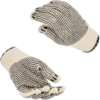 PackagingSuppliesByMail Cotton Work Gloves with Dotted Grip, 12-Pairs, PVC Dots with Maximum Grip