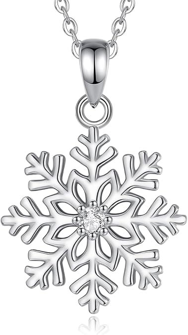 Vito 925 Sterling Silver Snowflake Pendant Necklace for Women