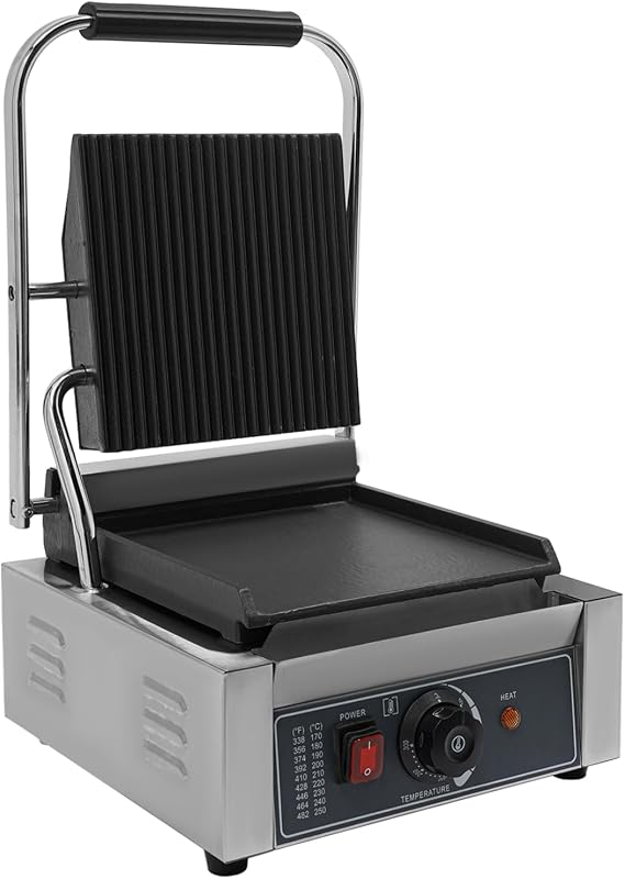 High Volume Adjustable Temperature Capacity Commercial Sandwich Panini Press Grill Electric Stainless Steel Maker Machine Pannini Toaster Toastie Professional For Roadside Stands Restaurant 1800W