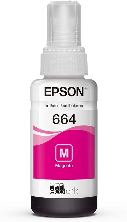 Epson 664 Genuine Magenta EcoTank Ink Refill Bottle T664320 | Works with ET-2500 ET-2550 ET-2600 ET-2650 ET-3600 ET-4500 ET-4550 ET-16500 Printer Models