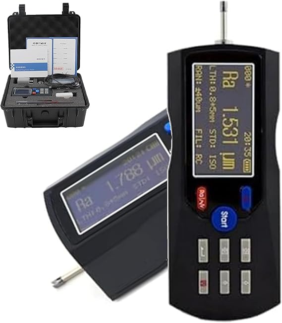 Digital Roughness Tester,sur-face Roughness Tester profilometer, 0.025um-12.5um Measuring Range/Diamond Probe/LCD Display for Metal Mechanical Parts Finish sur-Faces Detection Black