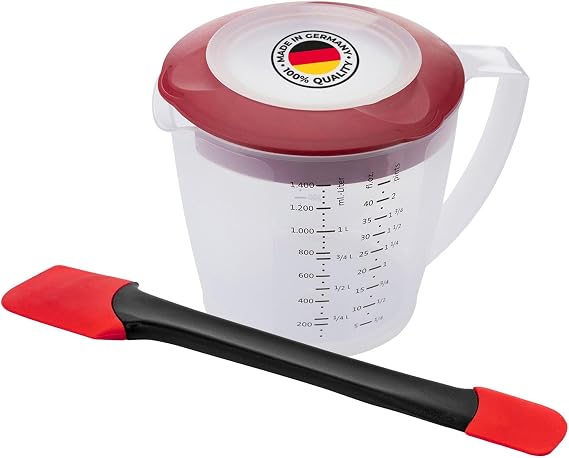 Westmark Helena 310522E6 Baking Set 2-Piece Mixing Cup with Lid 1.4 L and Duo Spatula Plastic/Silicone Helena Duo Transparent/Red/Black