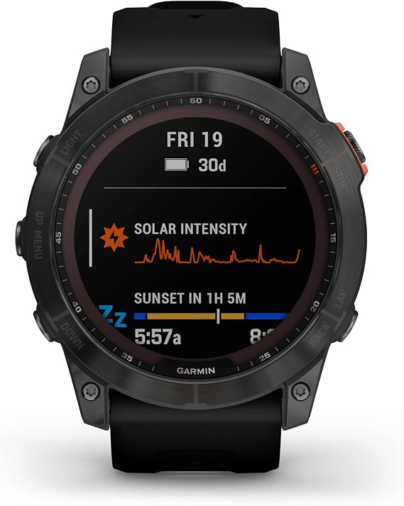Garmin Fenix 7X Solar, Larger Sized Adventure smartwatch, with Solar Charging Capabilities, Rugged Outdoor Watch with GPS, Touchscreen, Health and Wellness Features, Slate Gray with Black Band