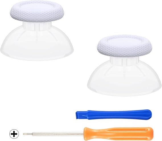 eXtremeRate Solid White & Clear Dual-Color Replacement Thumbsticks for PS5 Controller, Custom Analog Stick Joystick Compatible with PS5, for PS4 All Model Controller - Controller NOT Included