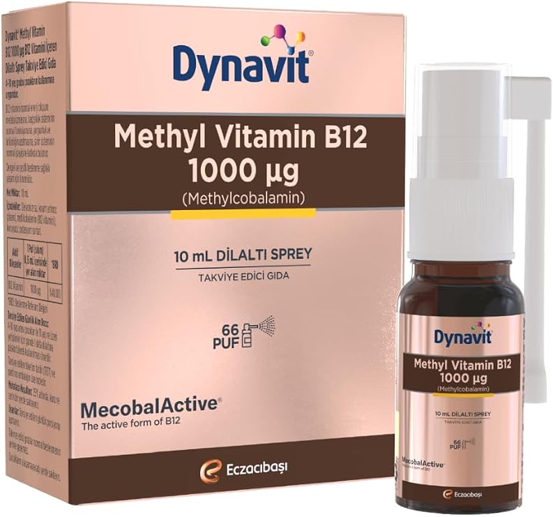 Dynavit Vitamin B12 1000mcg 10mL Dilaltı Sprey- Aile Boyu B12 Vitamini - Hafıza - Methylcobalamin